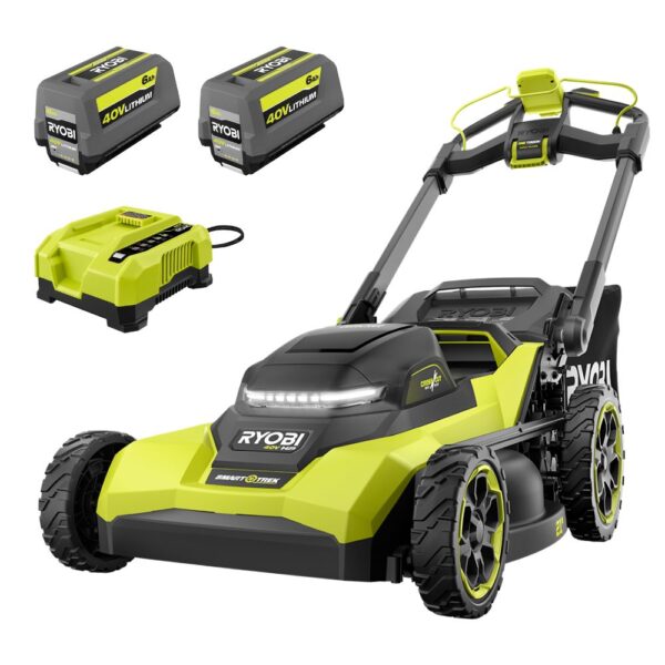Ryobi 40V HP Brushless 21 in. Self-Propelled Multi-Blade Mower Kit with Two 6Ah Batteries and Charger (RY40HPLM02K2)